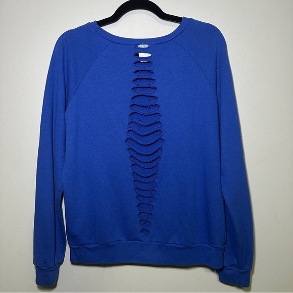 Marvel Blue Hero Panel Graphic Sweatshirt with Distressed Back Size Large - Picture 3 of 6